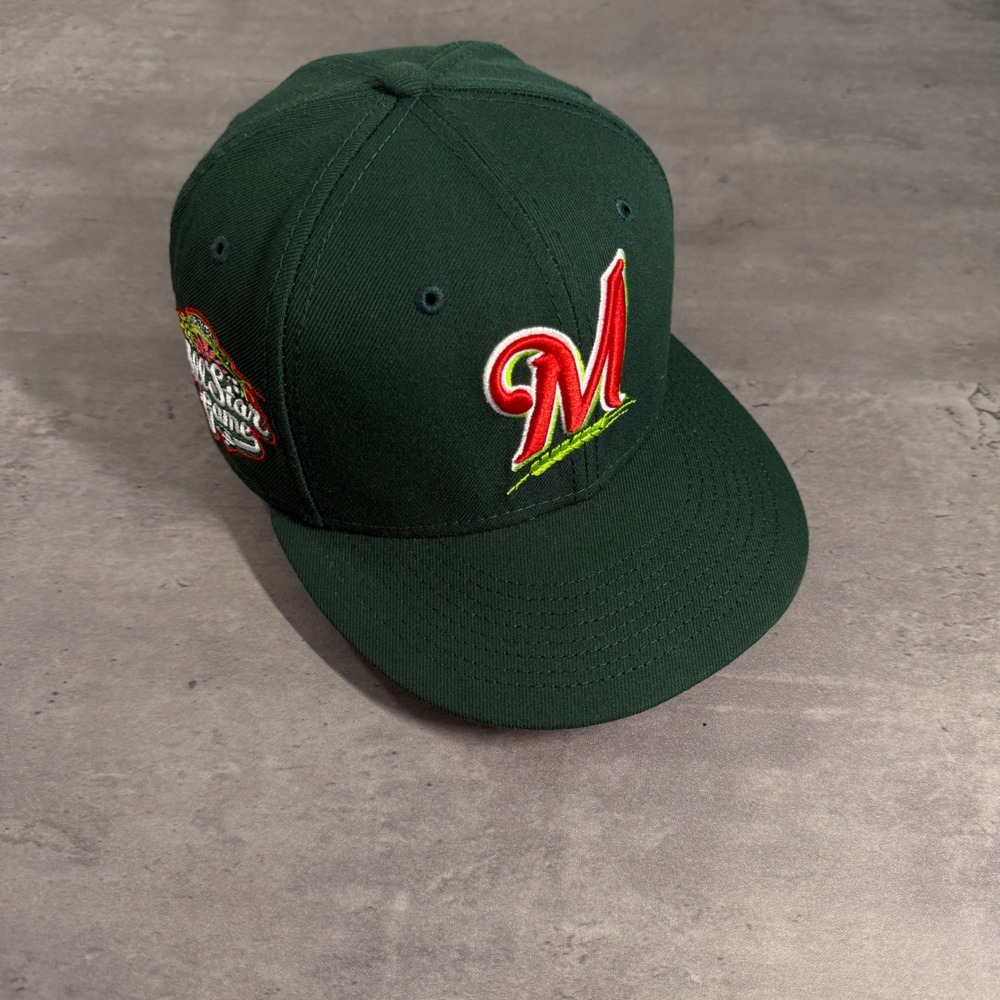 Hat Club Milwaukee Brewers New Era Cap 6 7/8 Watermelon Pack Green Red UV Fitted